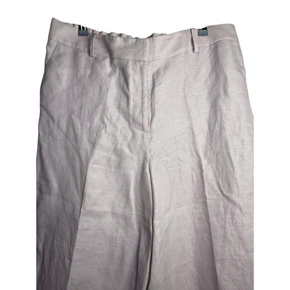 NWT TALBOTS 100% Linen Wide Leg High Rise Cropped Pink Pants Trousers Size 14/XL - Picture 3 of 5